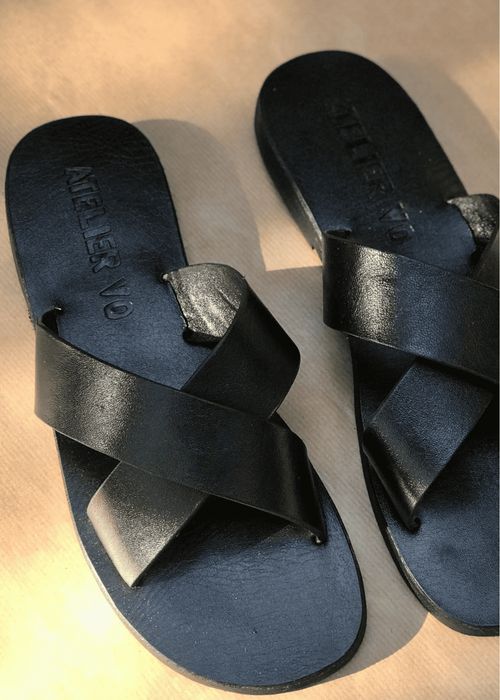 BIENVENU sandales slippers cuir